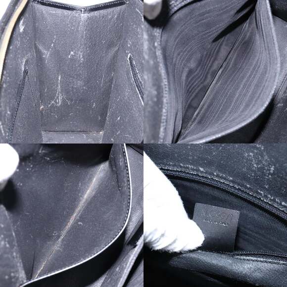 CELINE Macadam Canvas Hand Bag Pvc Leather Black Gold - Picture 12 of 12